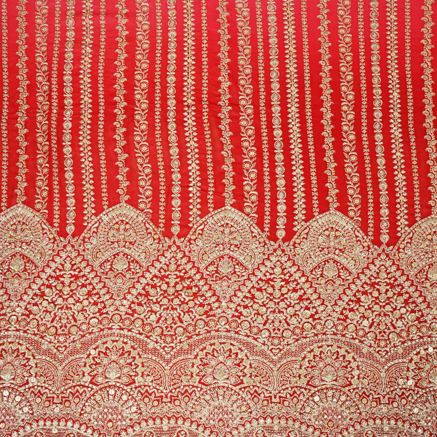 Red Shaded Sabyasachi Zari Embroidery Georgette Fabric DRAJ-28083