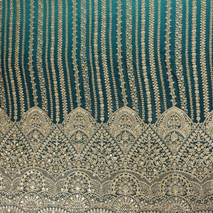 Teal Green Shaded Sabyasachi Zari Embroidery Georgette Fabric DR-28084 - TradeUNO