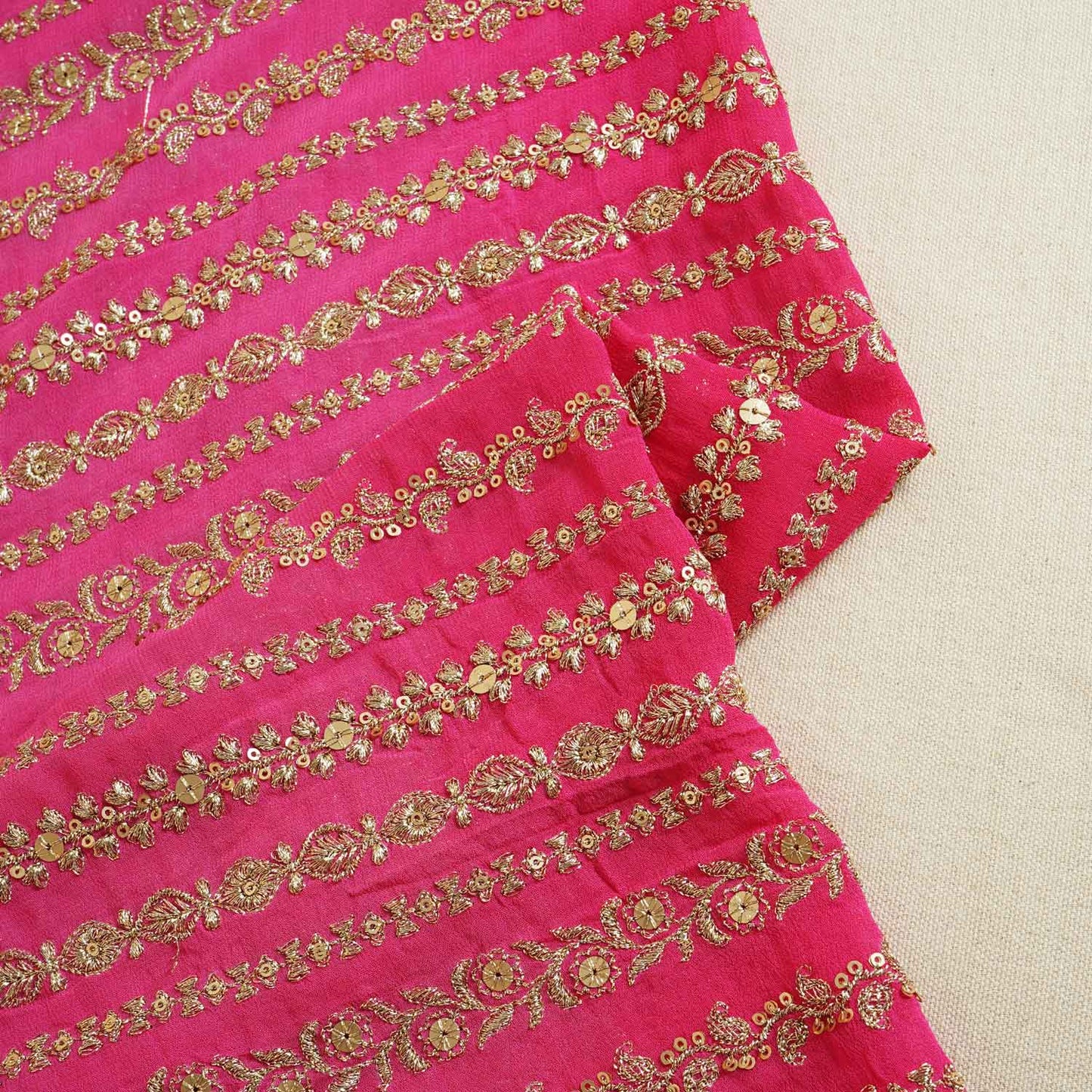 Pink Shaded Sabyasachi Zari Embroidery Georgette Fabric DRAJ-28085