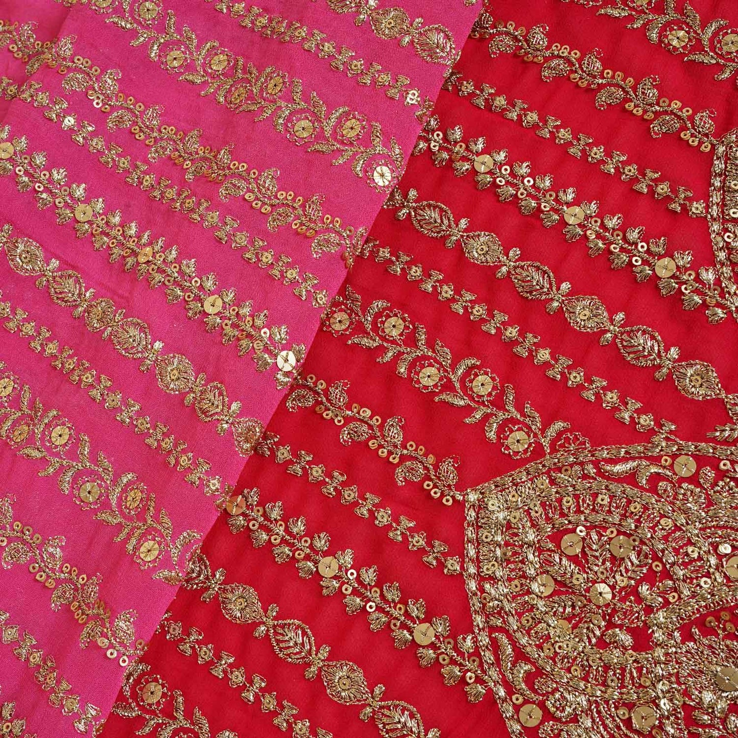 Pink Shaded Sabyasachi Zari Embroidery Georgette Fabric DRAJ-28085