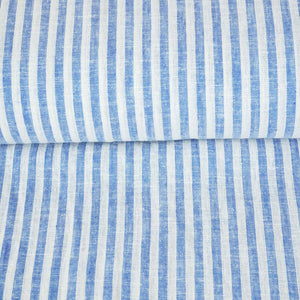 White & Blue Strips Cotton Linen Fabric LSF-28187 - TradeUNO
