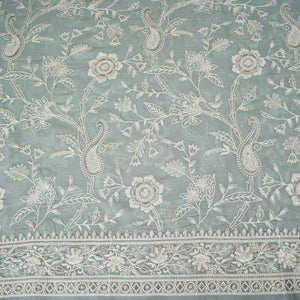 Sea Green Floral Thread Sequins Embroidery Chikankari Georgette Fabric DR-28282 - TradeUNO