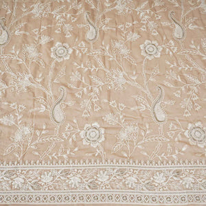 Beige Floral Thread Sequins Embroidery Chikankari Georgette Fabric DR-28284 - TradeUNO