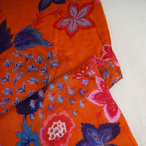 Orange Cutdana Hand Work Floral Print Organza Fabric MT-28288 - TradeUNO