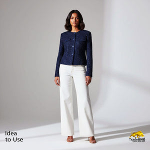 Navy Blue Cutdana Denim Fabric AF-28979 - TradeUNO