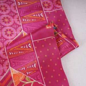 Magenta Pink With Multicolor Floral Print Crepe Fabric GT-29179 - TradeUNO