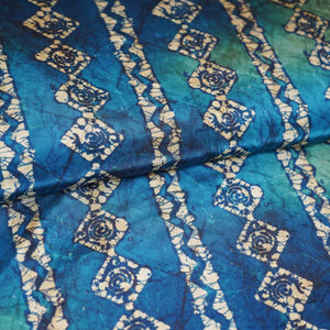 Teal Blue Strips Print Crepe Fabric GT-29180 - TradeUNO