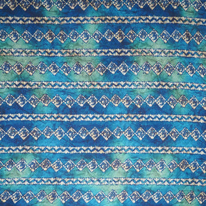 Teal Blue Strips Print Crepe Fabric GT-29180 - TradeUNO