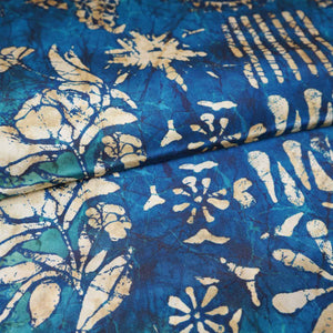 Teal Blue With Multicolor Floral Print Crepe Fabric GT-29181 - TradeUNO