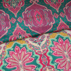 Magenta Pink With Multicolor Floral Print Crepe Fabric GT-29183 - TradeUNO
