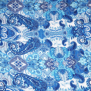 Blue With off White Floral Print Crepe Fabric GT-29184 - TradeUNO