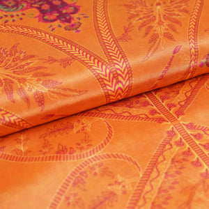 Orange Floral Print Crepe Fabric GT-29185 - TradeUNO