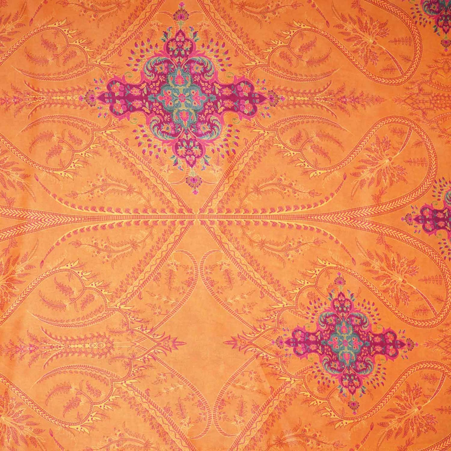 Orange Floral Print Crepe Fabric GT-29185