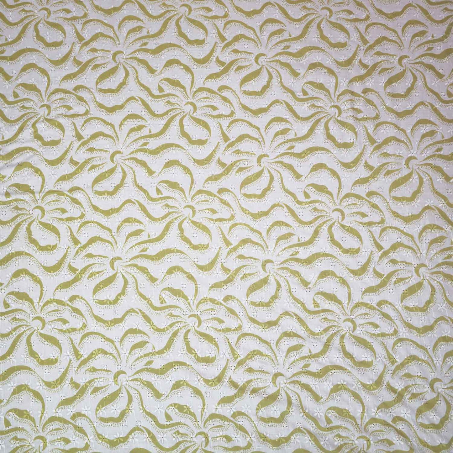 Lime Green Abstract Print Cotton Schiffli Fabric MT-29220