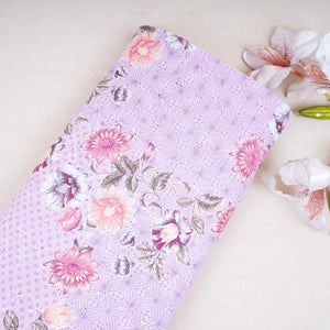 Dusky Pink Floral Print Cotton Schiffli Fabric MT-29227 - TradeUNO