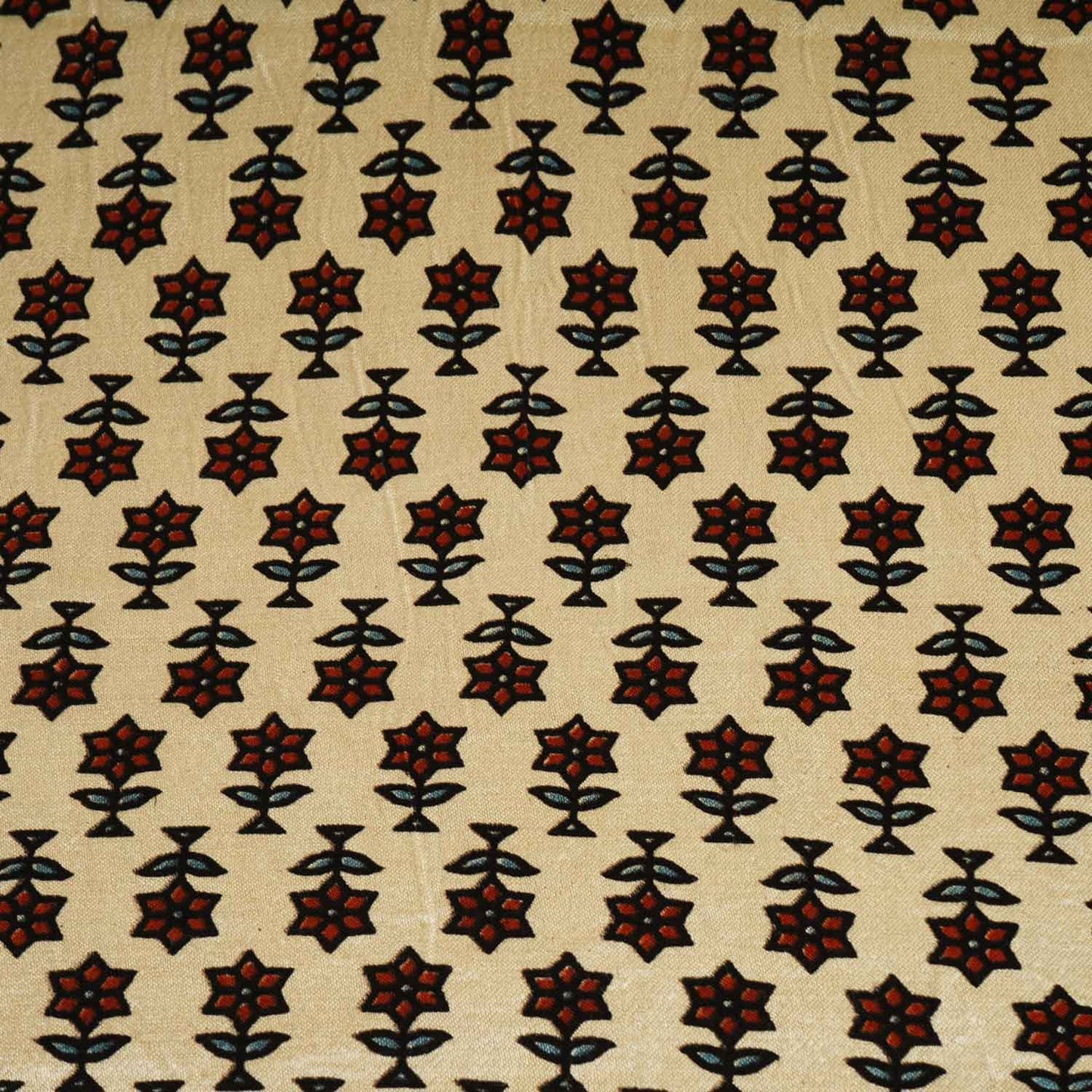 Cream Floral Print Mashru Silk Fabric EEG-28306