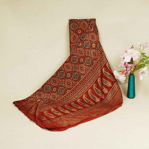 Red Ajrakh Print Mashru Silk Fabric EEG-28308 - TradeUNO