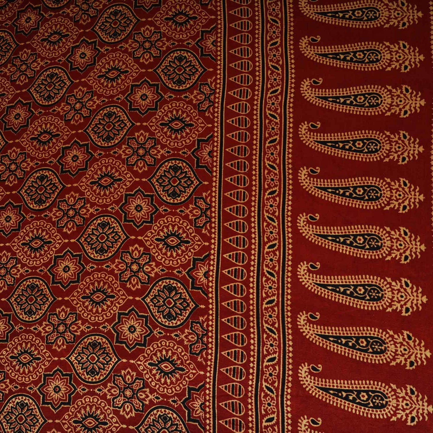 Red Ajrakh Print Mashru Silk Fabric EEG-28308