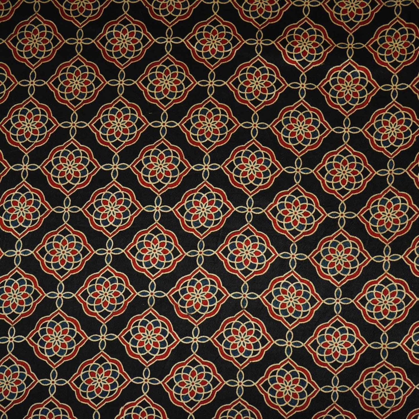 Black Floral Print Mashru Silk Fabric EEG-28312