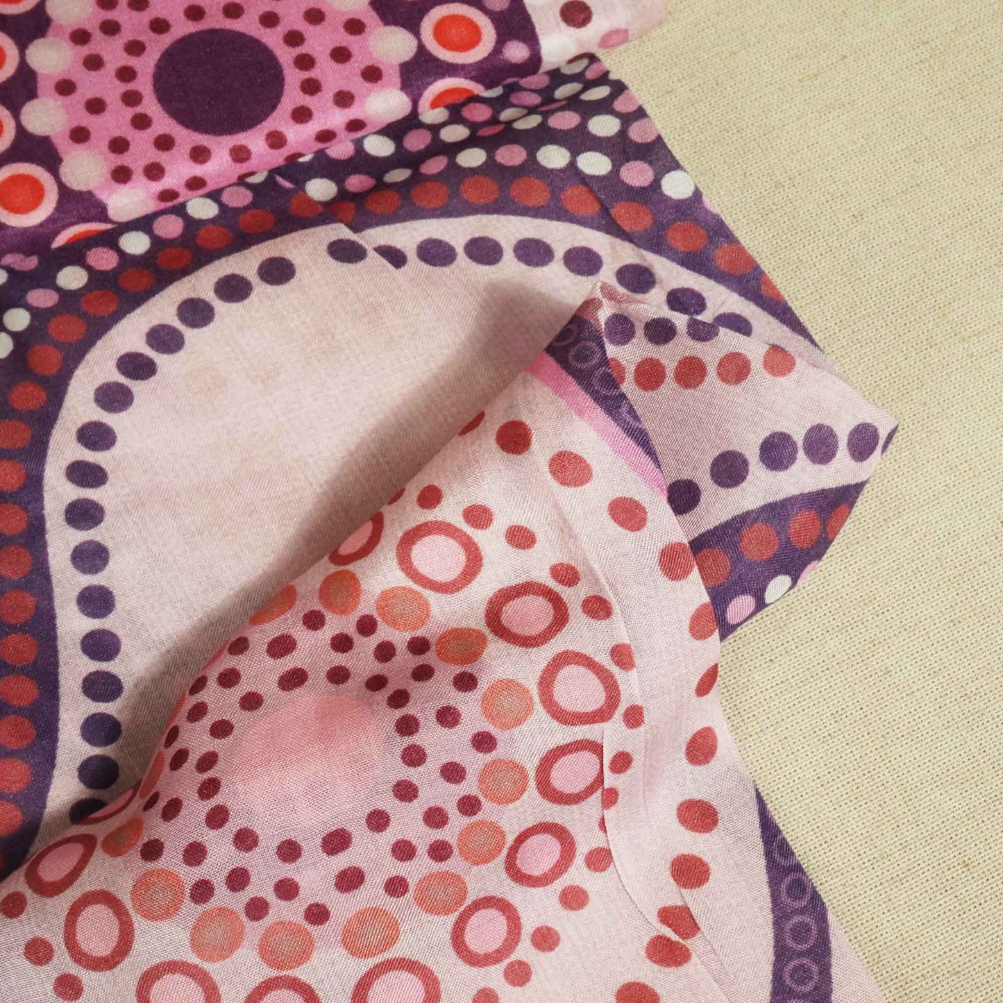 Pink Digital Print Russian Silk Fabric