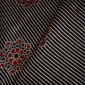 Black Abstract Strips Print Mashru Silk Fabric EEG-28322 - TradeUNO