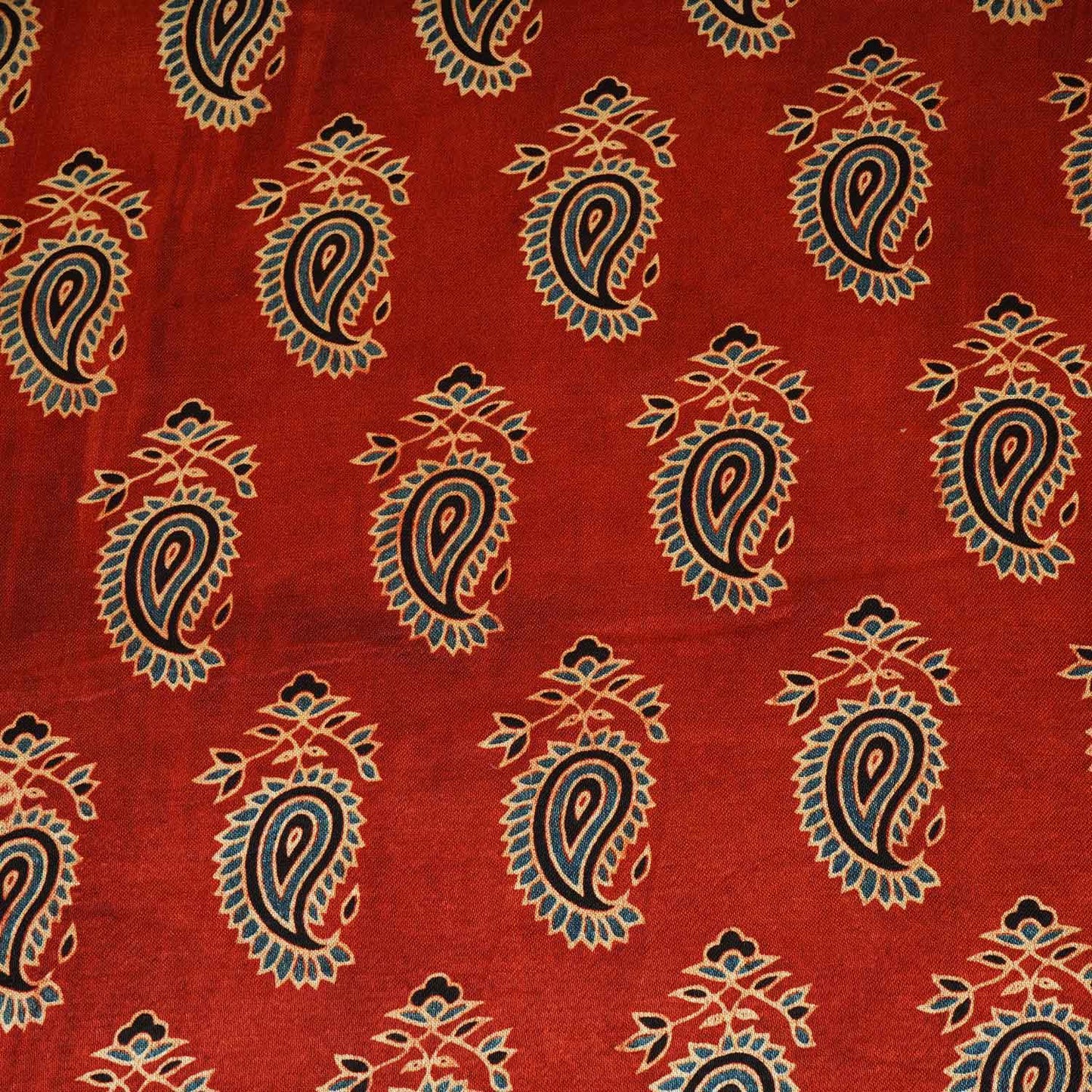 Red Floral Print Mashru Silk Fabric EEG-28326