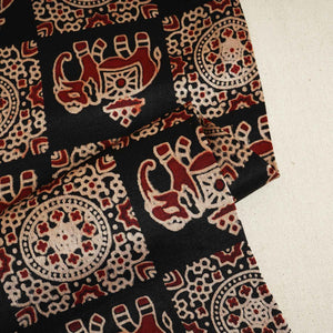 Black Ajrakh Print Mashru Silk Fabric EEG-28334 - TradeUNO