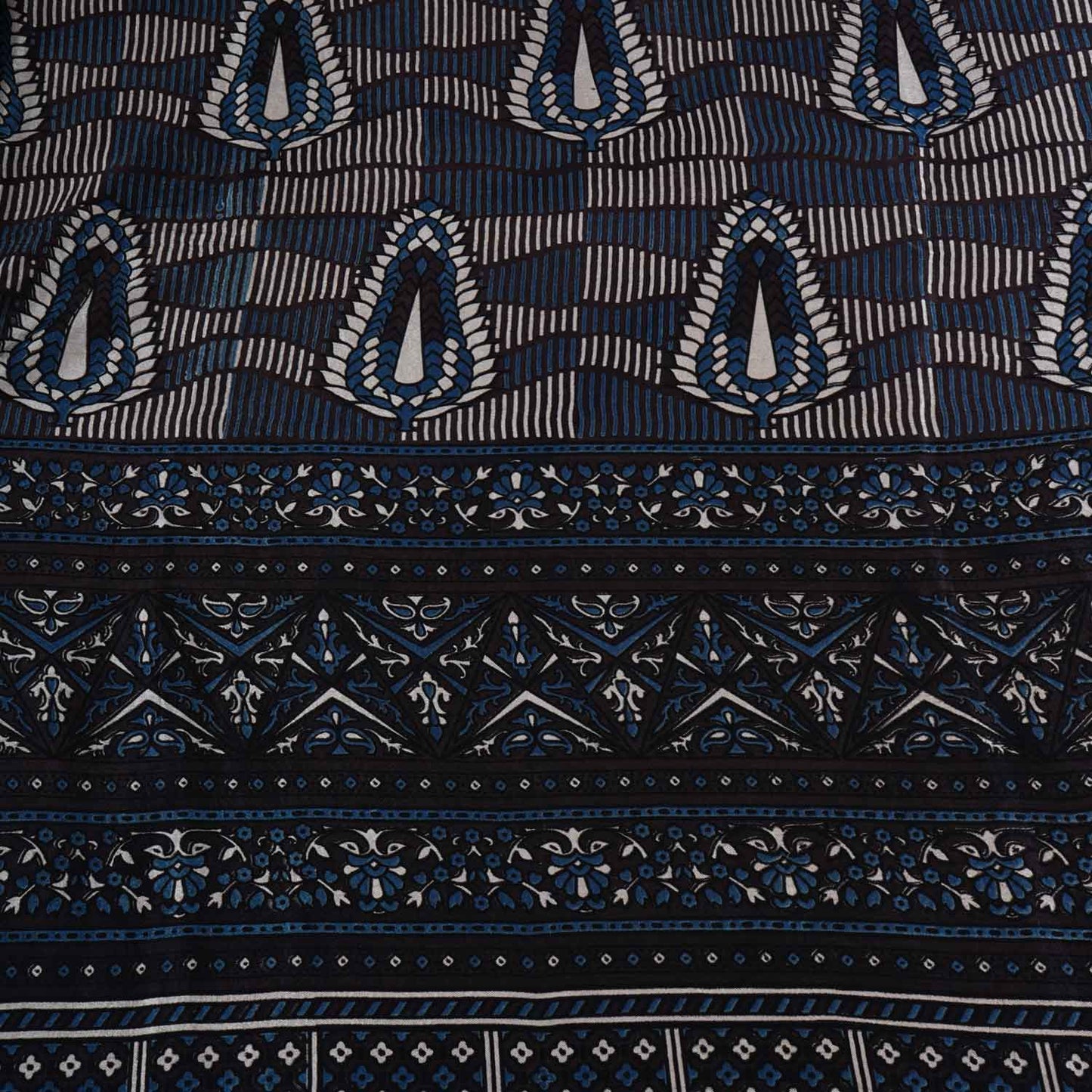 Black Ajrakh Print Mashru Silk Fabric EEG-28338