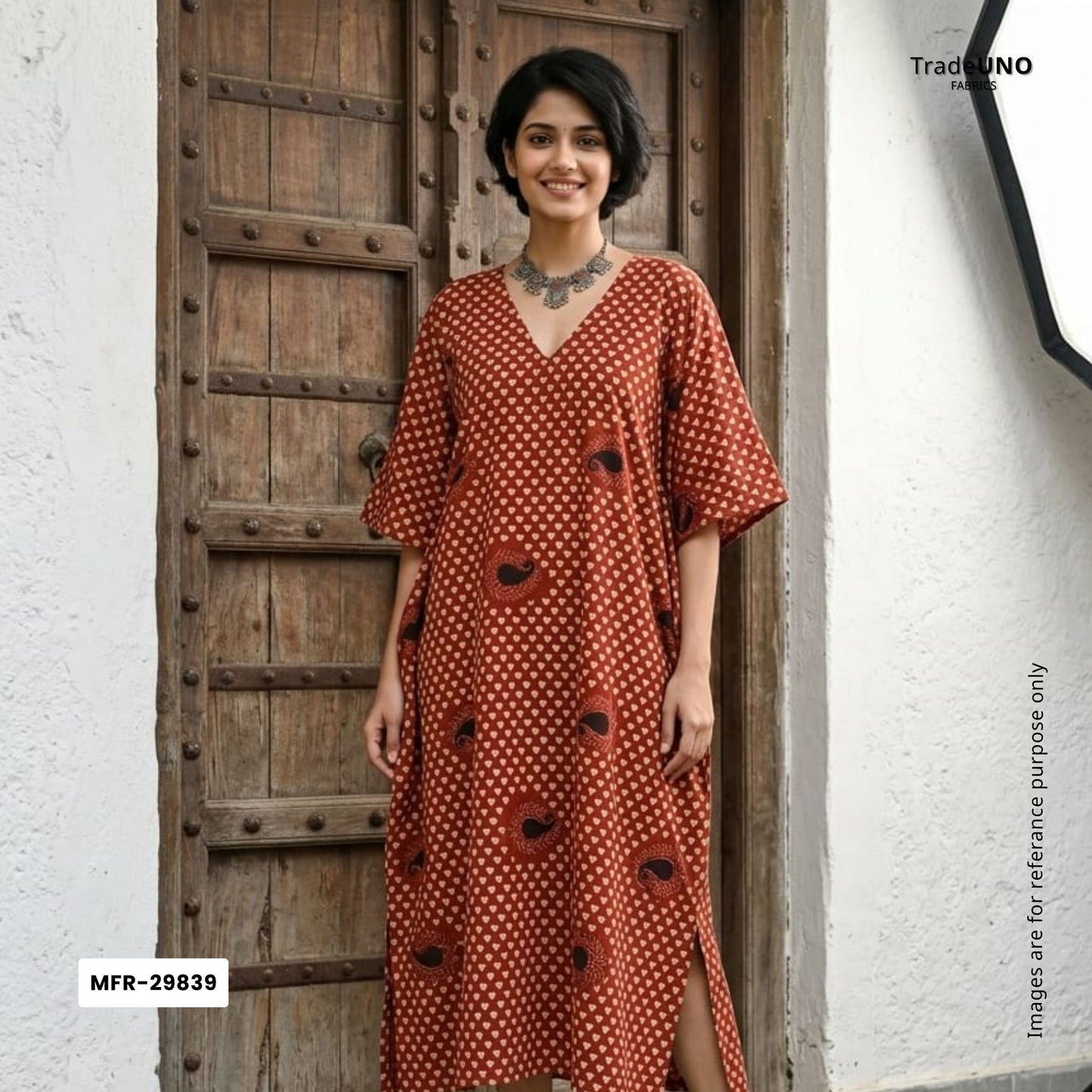 Red Ajrakh Print Cotton Fabric MFR-29839