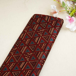 Red Geometrical Print Mashru Silk Fabric EEG-28343 - TradeUNO