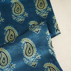 Teal Blue Floral Print Mashru Silk Fabric EEG-28350 - TradeUNO