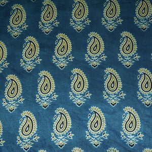 Teal Blue Floral Print Mashru Silk Fabric EEG-28350 - TradeUNO