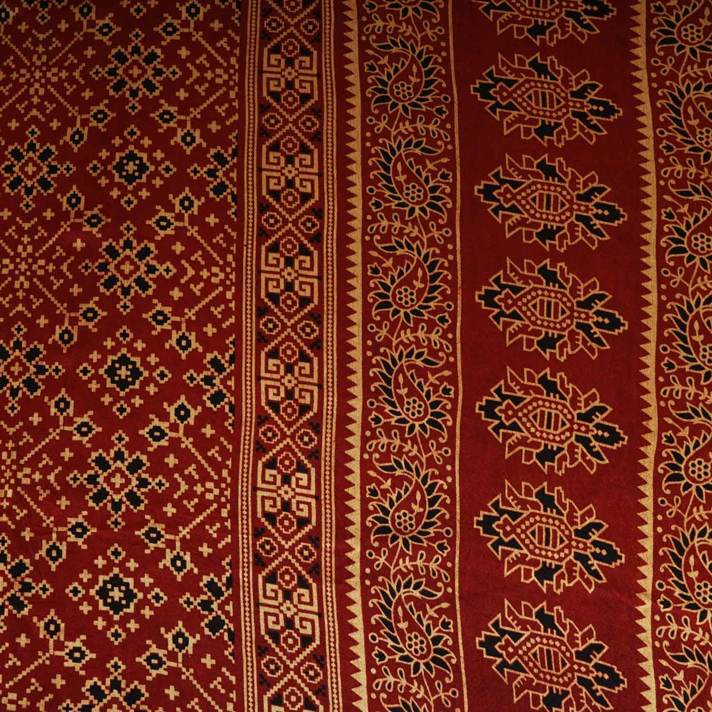 Red Ajrakh Print Mashru Silk Fabric EEG-28354