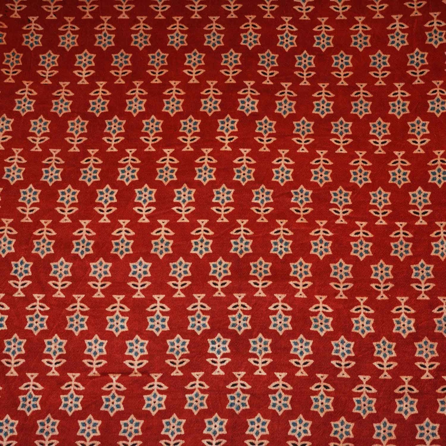 Red Floral Print Mashru Silk Fabric EEG-28365