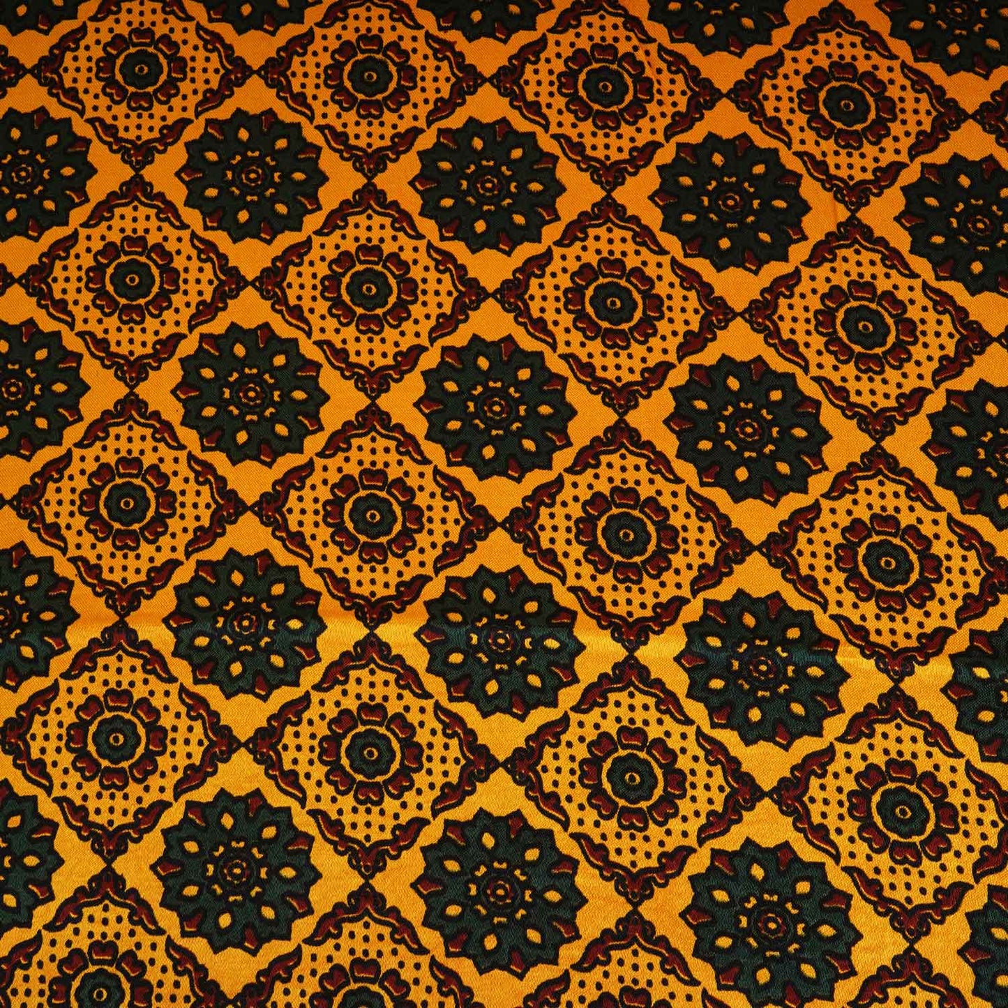 Yellow Ajrakh Print Mashru Silk Fabric EEG-28371
