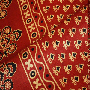Red Ajrakh Print Mashru Silk Fabric EEG-28373 - TradeUNO