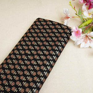 Black Floral Print Mashru Silk Fabric EEG-28376 - TradeUNO