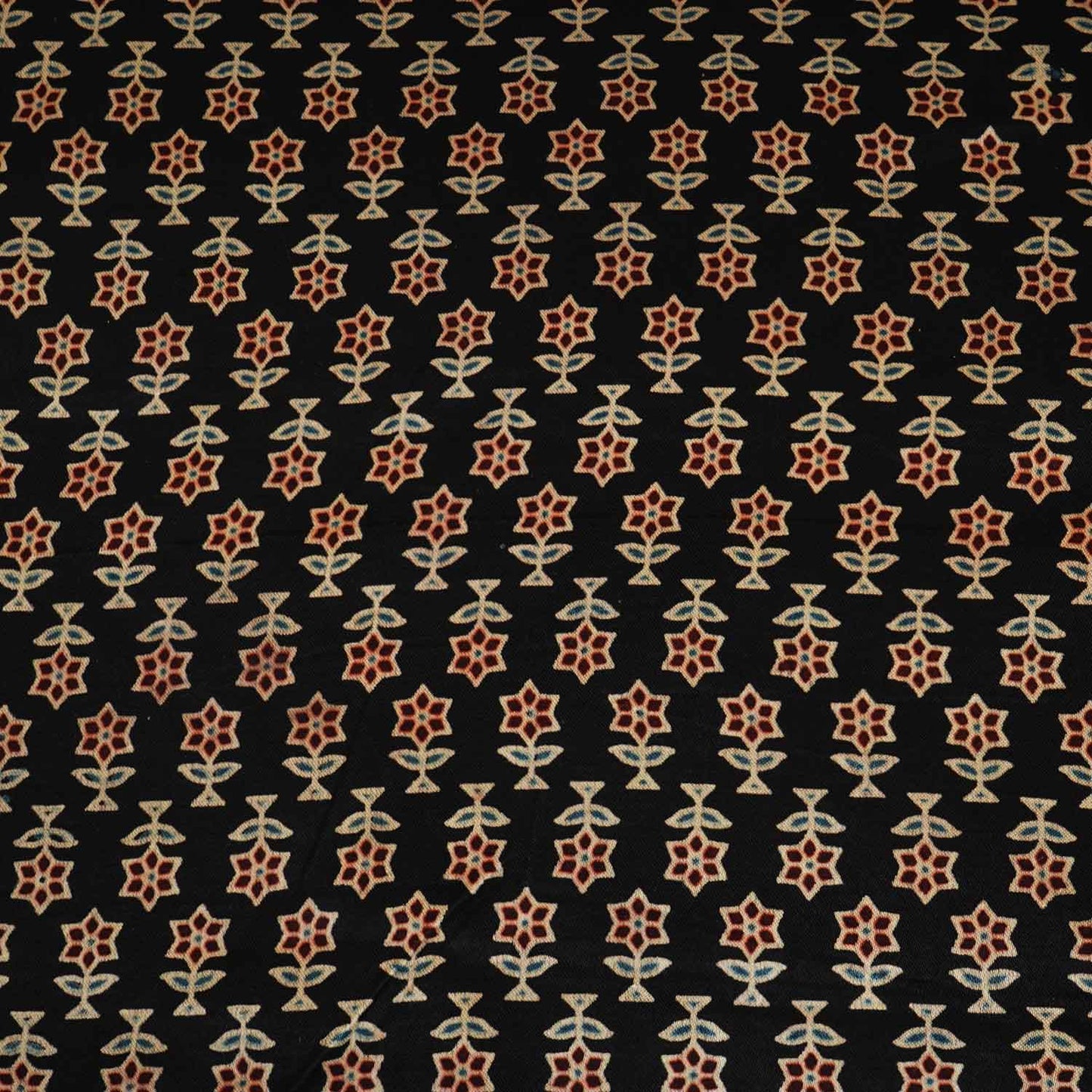 Black Floral Print Mashru Silk Fabric EEG-28376