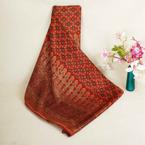 Red Ajrakh Print Mashru Silk Fabric EEG-28380 - TradeUNO