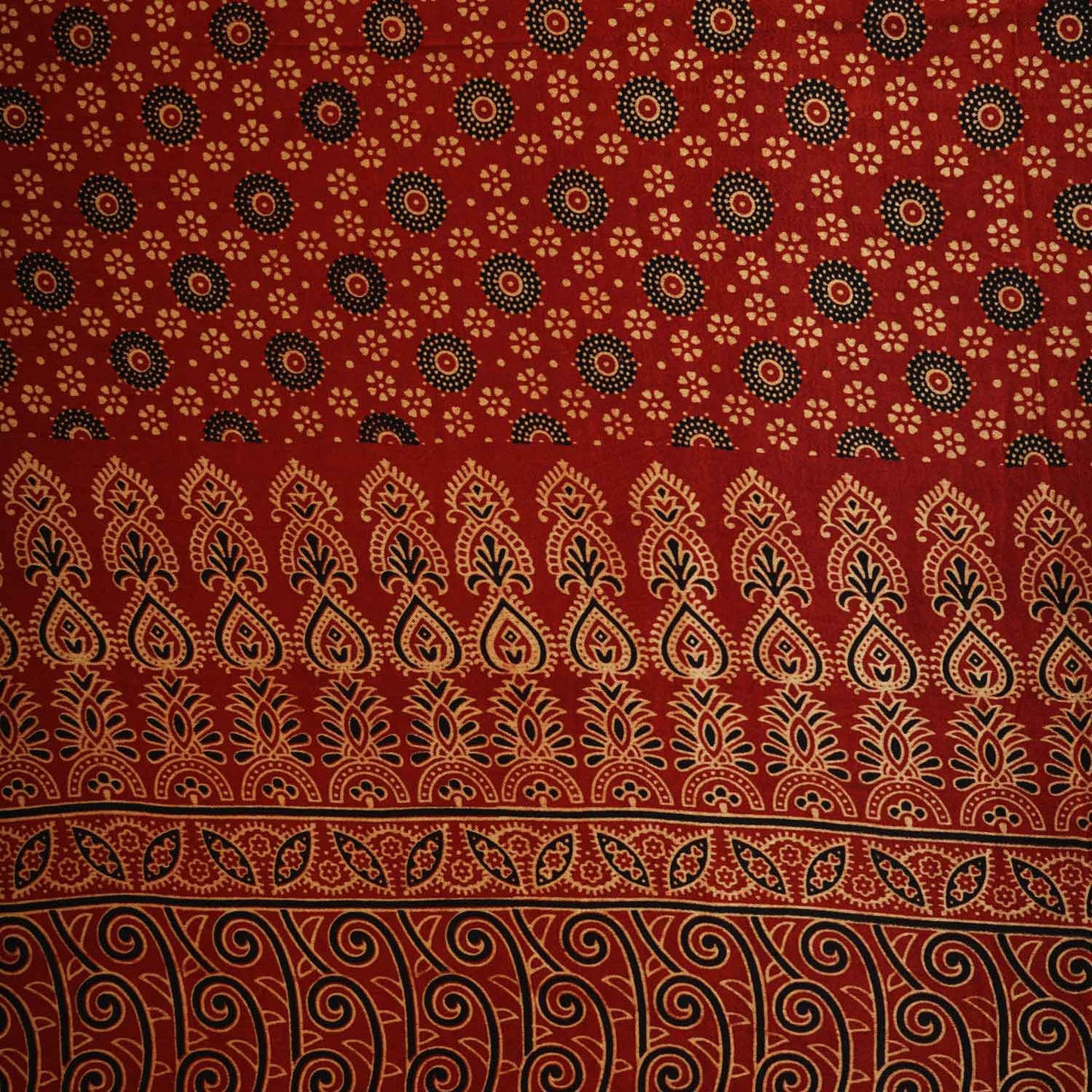 Red Ajrakh Print Mashru Silk Fabric EEG-28380