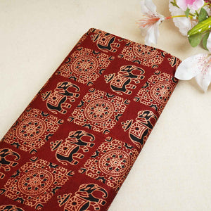 Red Ajrakh Print Mashru Silk Fabric EEG-28381 - TradeUNO