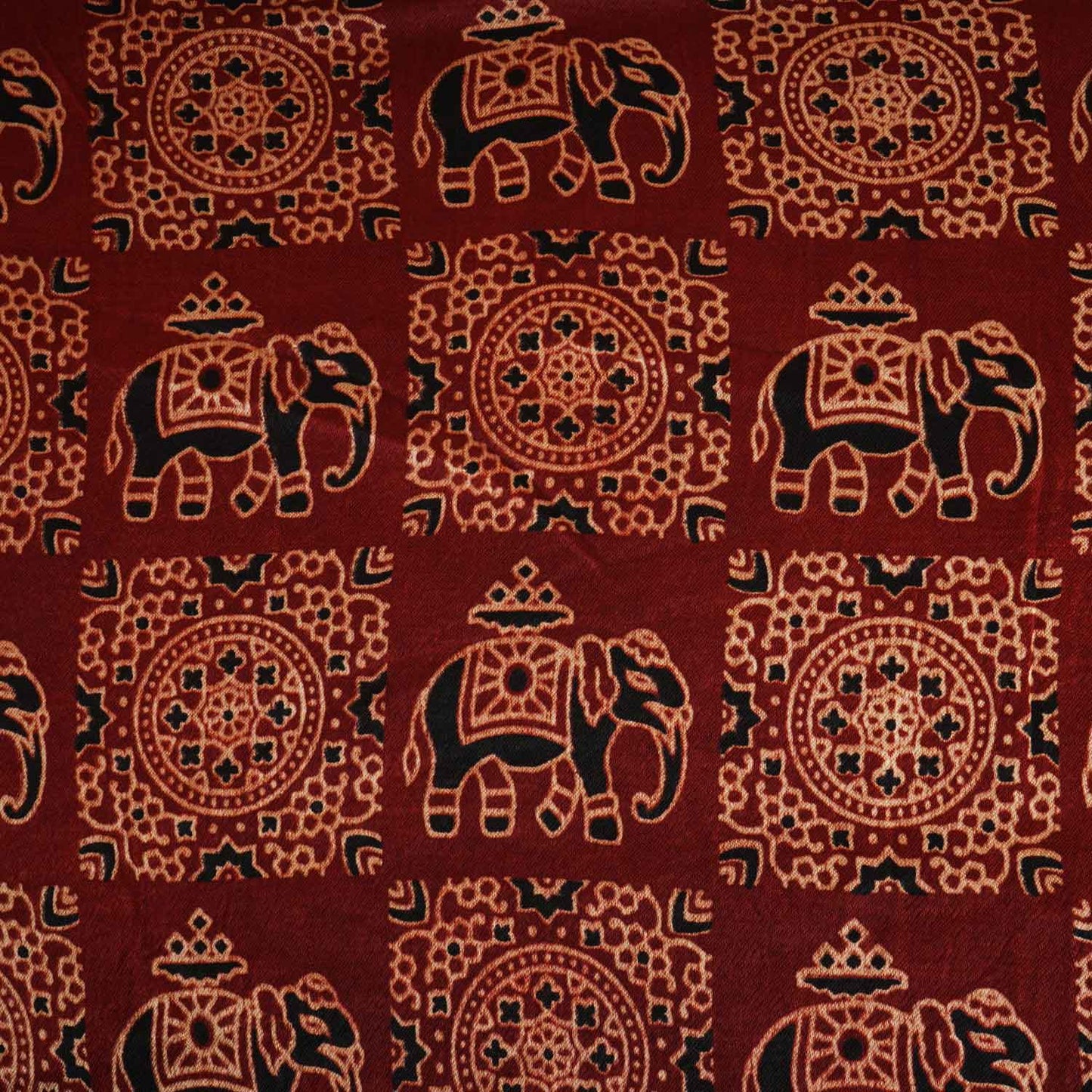 Red Ajrakh Print Mashru Silk Fabric EEG-28381