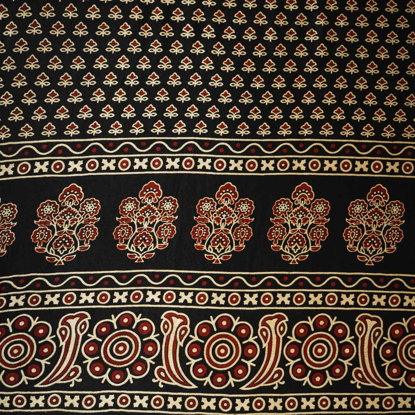 Black Ajrakh Print Mashru Silk Fabric EEG-28384
