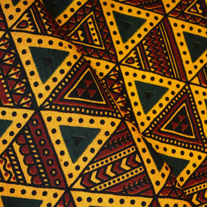 Yellow Geometrical Print Mashru Silk Fabric EEG-28388 - TradeUNO