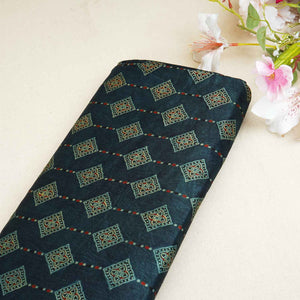 Teal Blue Floral Print Mashru Silk Fabric EEG-28389 - TradeUNO