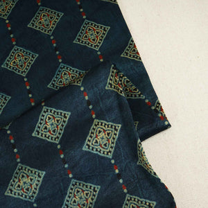 Teal Blue Floral Print Mashru Silk Fabric EEG-28389 - TradeUNO