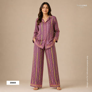 Wine Multicolor Stripes Modal Satin Fabric 20869 - TradeUNO