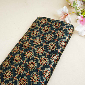 Teal Blue Floral Print Mashru Silk Fabric EEG-28392 - TradeUNO
