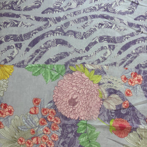 Purple Multicolor Floral Print Chanderi Silk Fabric