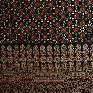 Black Ajrakh Print Mashru Silk Fabric EEG-28394 - TradeUNO